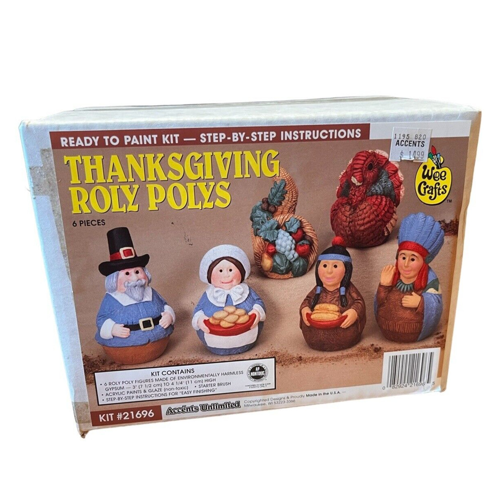 Vntg Wee Crafts Accents Unlimited Thanksgiving Roly Polys Figures #21696 Painted